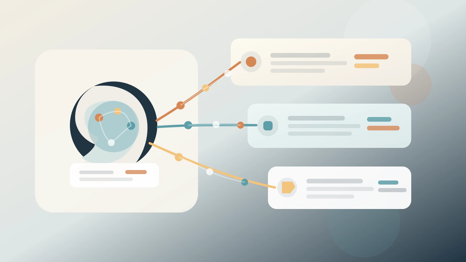 Editorial illustration of a human head with three neural decoding paths leading to text blocks, representing inner speech decoding, semantic decoding, and mind captioning.