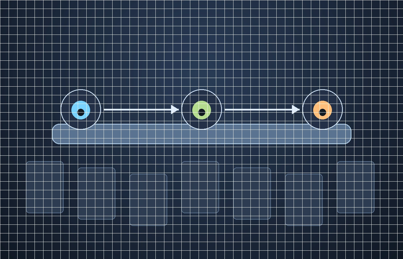 Three-stage timeline illustration showing robot unveil, production start, and sustained volume manufacturing.