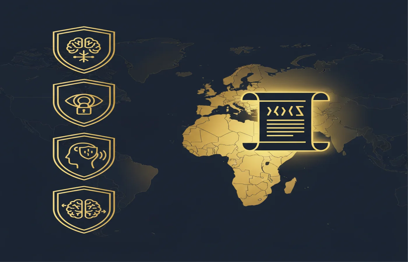 Infographic showing four proposed neurorights â€” cognitive liberty, mental privacy, mental integrity, and psychological continuity â€” alongside early global regulatory framework developments.