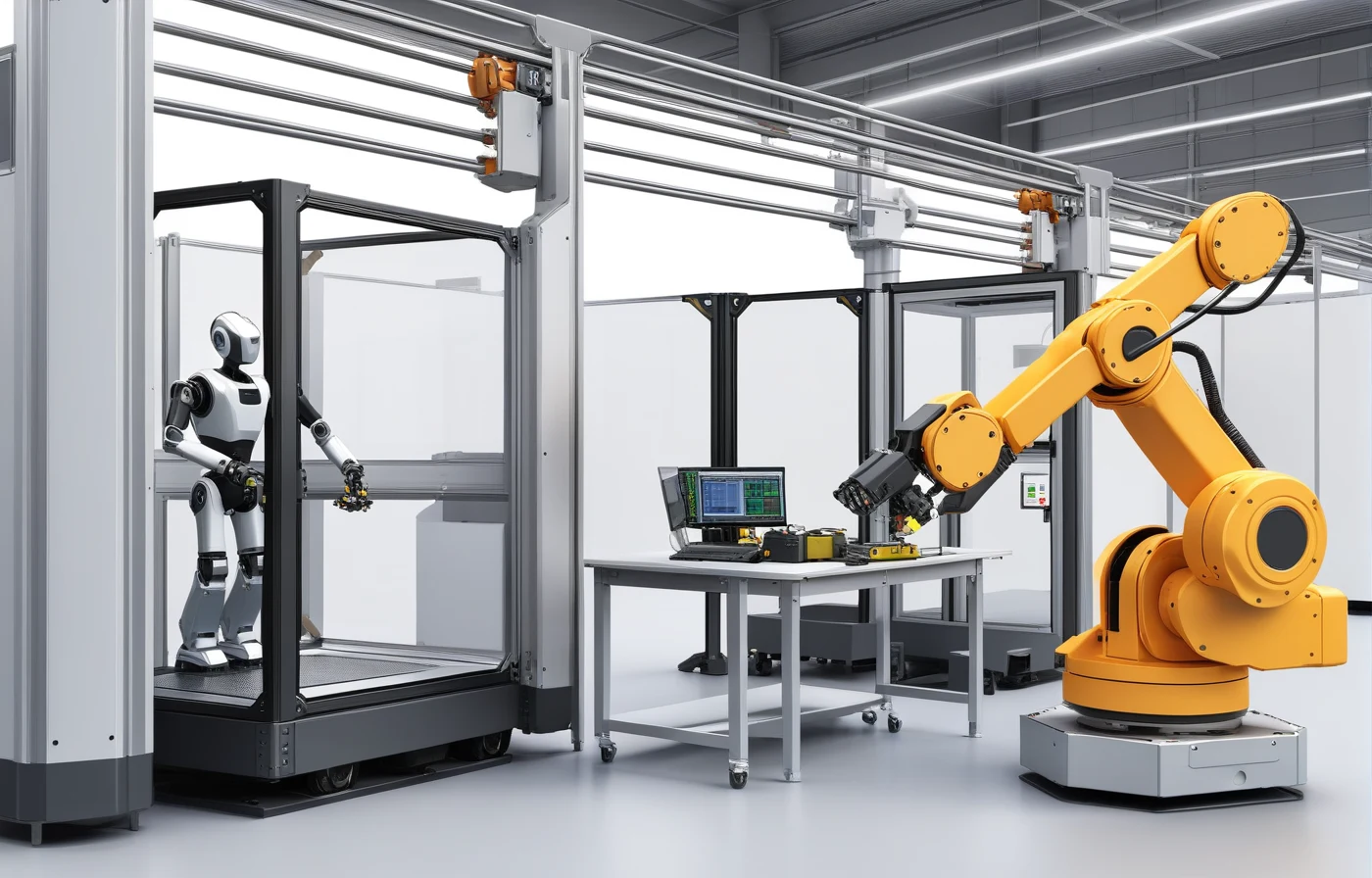 Comparison of a fenced industrial robot cell and an open cobot workstation with a nearby operator