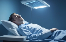 Editorial illustration of a sleeping person with a brain scan monitor and layered dream fragments suggesting partial dream decoding