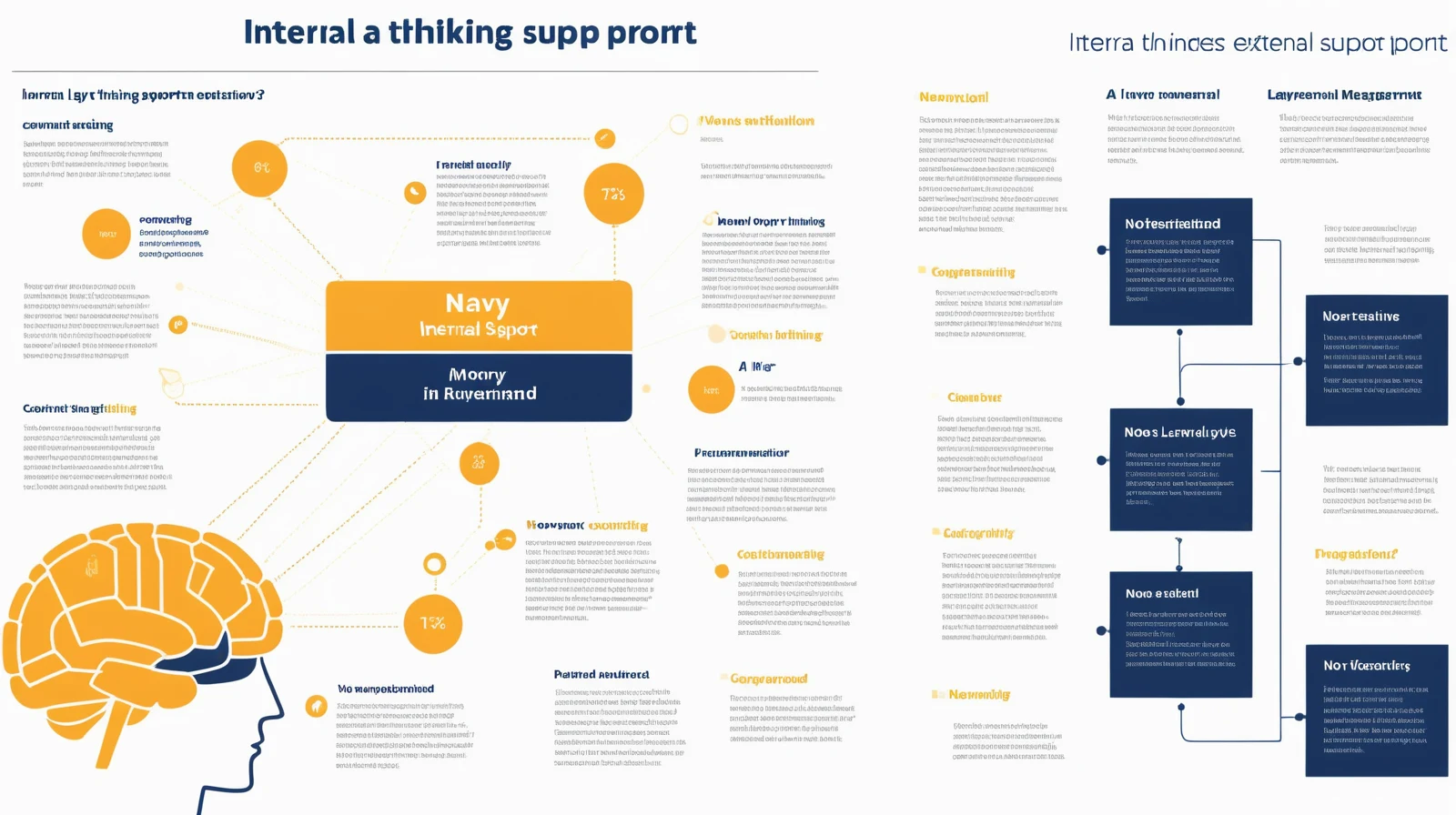 Illustration comparing internal thinking with external cognitive support tools.