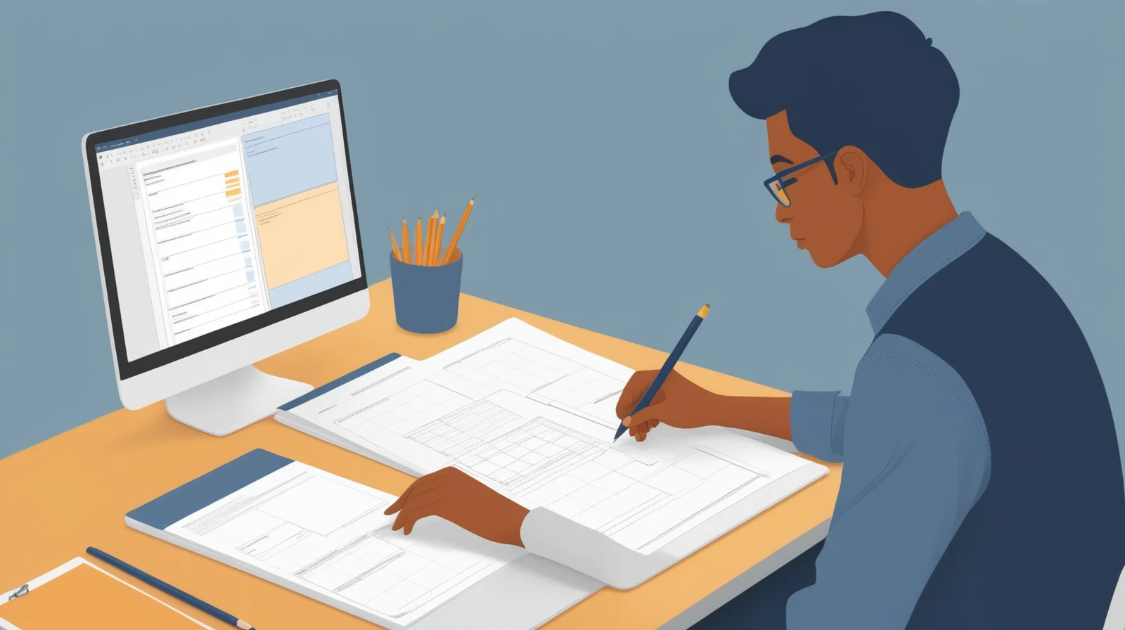 Illustration showing AI speeding up work while the human stays in control.