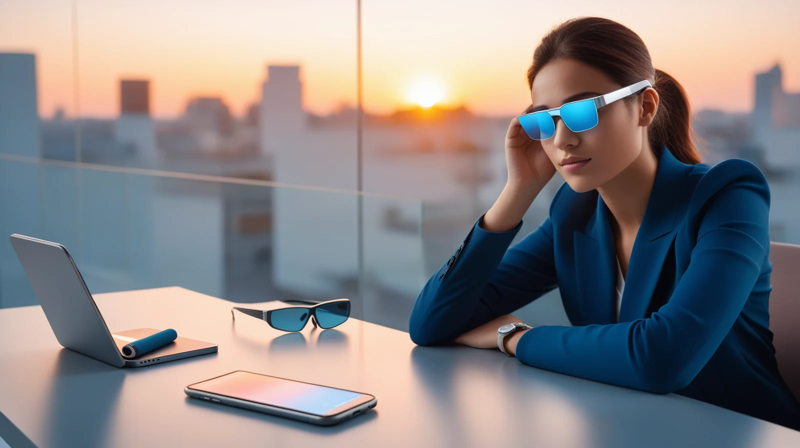 Editorial illustration showing smart glasses becoming a more central personal device than the smartphone.