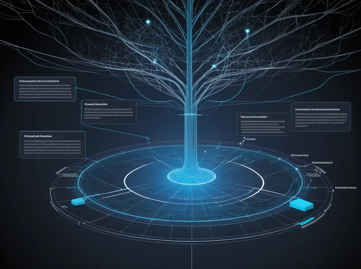 Diagram-style illustration of fluent AI output on the surface with hidden branching internal objectives beneath it.