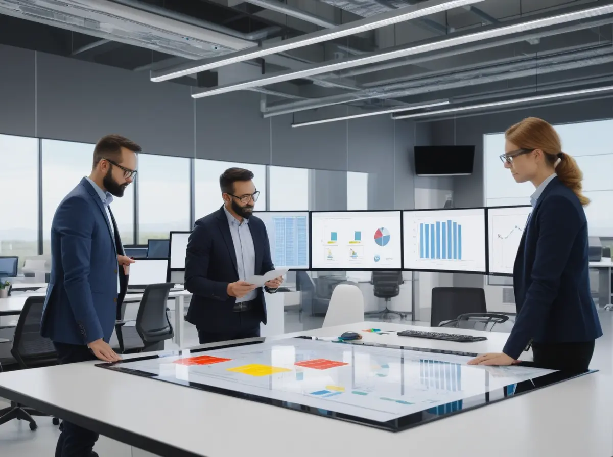 Engineers reviewing AI-generated designs with visible safety checkpoints and governance controls.