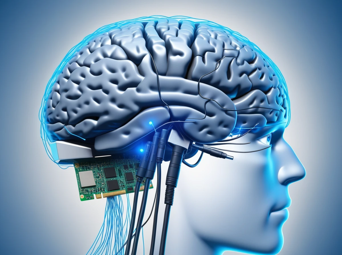 Split illustration comparing fast computer data transfer with the slower interpretive work of the human brain.