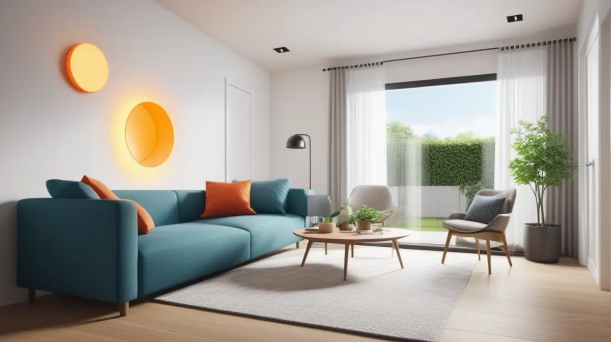 Illustration of occupancy, voice, light, and biometric signals feeding a home AI model.