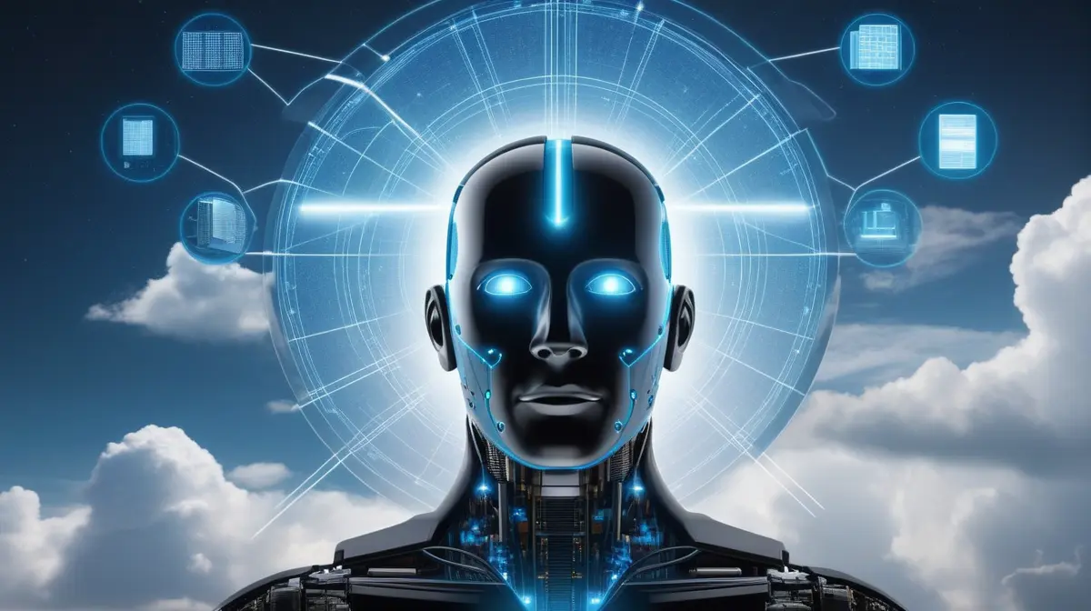 Futuristic interface showing a memorial AI built from archived personal data.