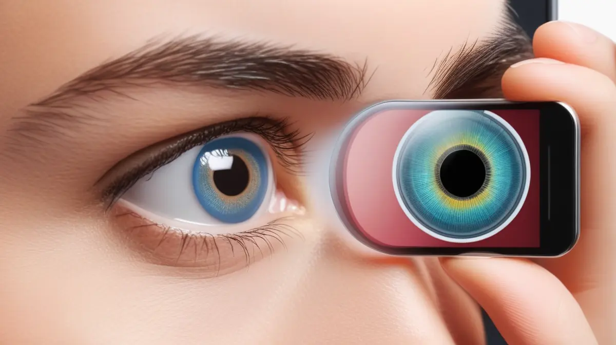 Illustration comparing AR contact lens overlays with a traditional smartphone screen workflow.