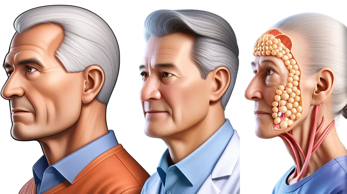 Illustration showing cellular aging and partial cellular rejuvenation side by side in a clean biotech editorial style.