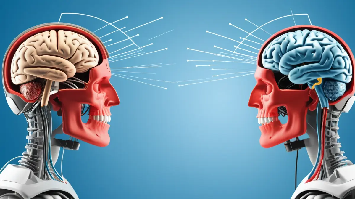 Illustration comparing speech, text, gesture, and neural communication channels.