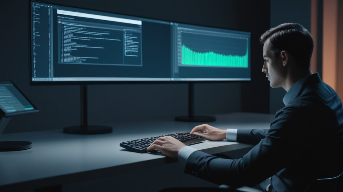 A person watching automated AI agent actions scroll past faster than they can review them