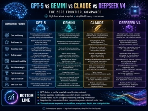 GPT-5 vs Gemini vs Claude vs DeepSeek V4: The 2026 Frontier, Compared